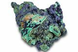 Sparkling Azurite Crystals on Fibrous Malachite - China #259644-1